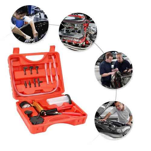 Hand Held Vacuum Pressure Pump Tester Set Brake Fluid Bleeder Bleeding Kit + Box - Picture 14 of 23