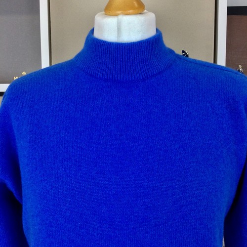 Highland Home Industries Wool Jumper Medium 38 Blue Statement Buttons Knit - Picture 2 of 15