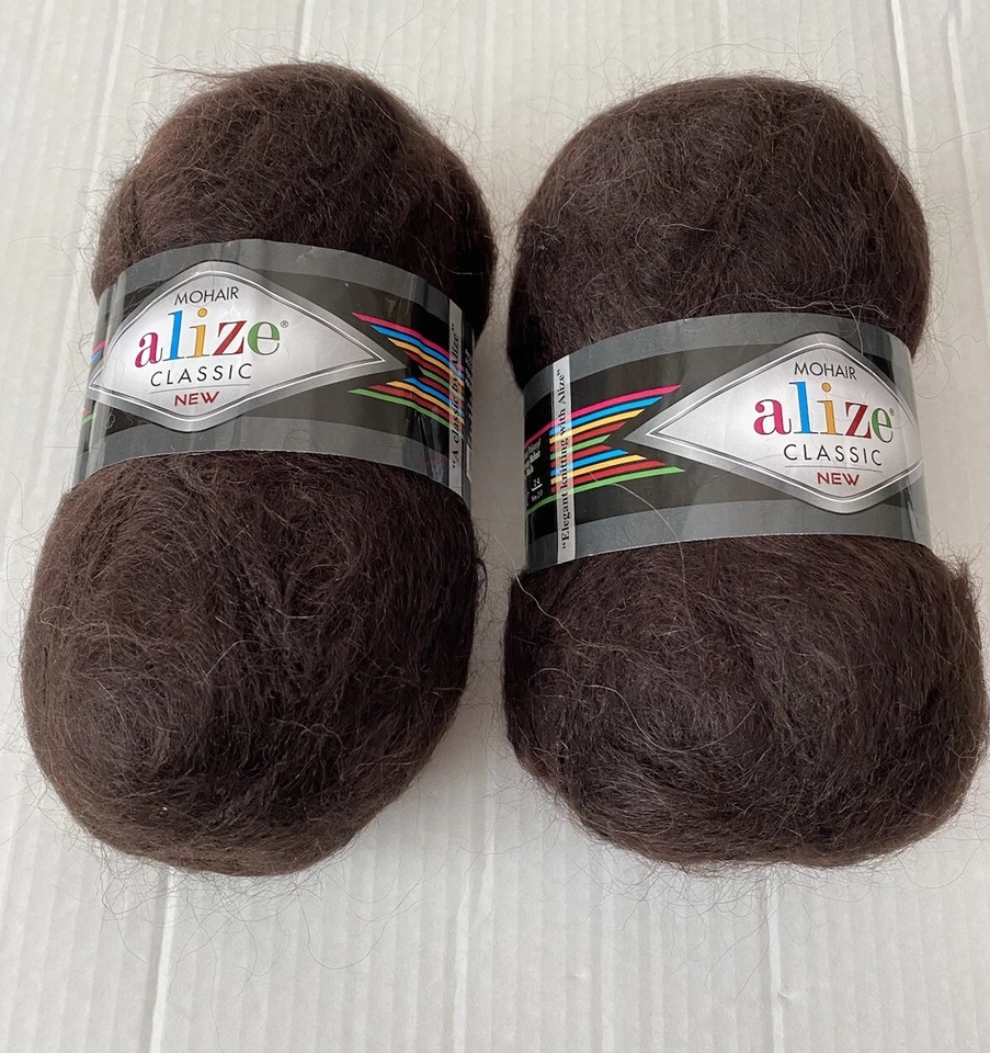 Set of 2 ALIZE Dark Brown Turkish Mohair Blend Yarn 3.53 Oz /218.7 Yds 2 Skeins - Image 4 of 4