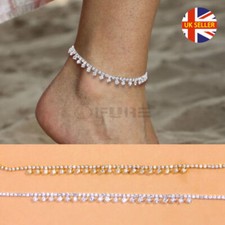 New Classic Adjustable Anklet Foot Chain Ankle Bracelet 925 Sterling Silver Gold