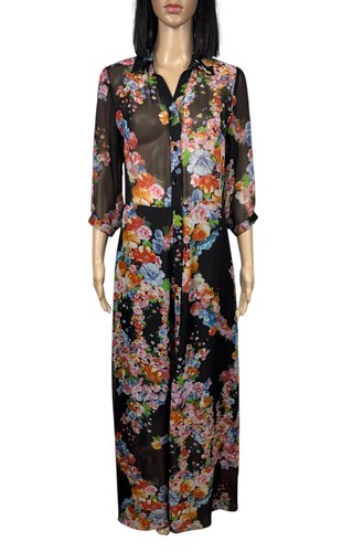 Ulyana Sergeenko Maxi Dress Floral Printed Mesh size L - Picture 2 of 14