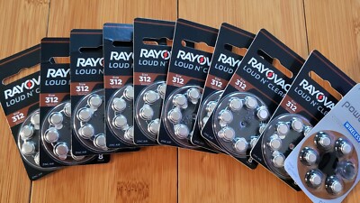 RAYOVAC SIZE 312 Hearing Aid Batteries 77 COUNT (72 SEALED RAYOVAC + 5 POWERONE)