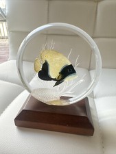 Vintage Lucite Fish Tank Paperweight Coral Aquarium Artist Signed Wald 1990