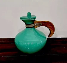Vintage Carafe Server Pitcher With Lid - Green - Metlox Poppytrail Carafe