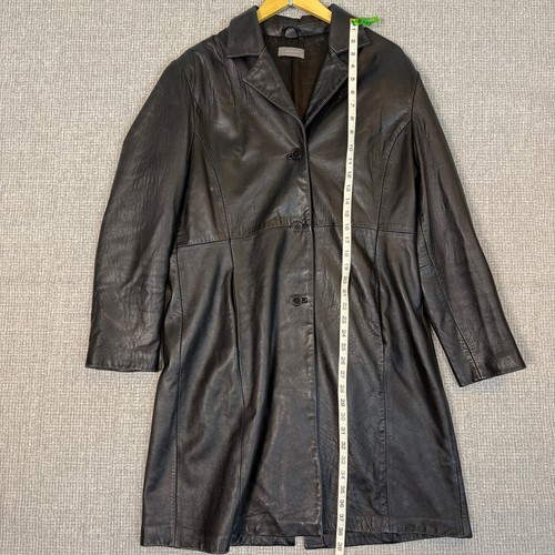 Jacque Lamb Leather Coat Jacket Duster Black Size 16 Western Goth Punk Emo 90s - Picture 5 of 24