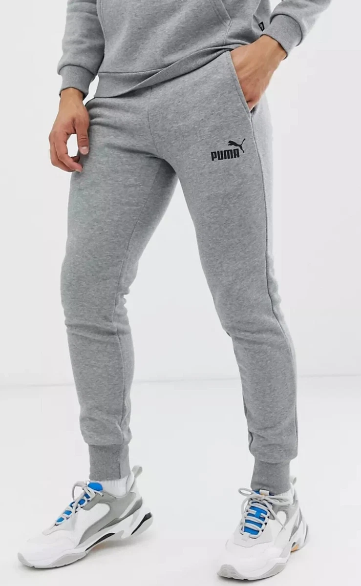 Puma Slim Fit Joggers in Grey Men's Sweatpants Fleece Trousers Pants