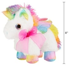 NUEVO CON ETIQUETAS Peluche 7” HOLIDAY TIME Blanco y Arco Iris PEGASO UNICORNIO PELUCHE OJOS brillantes