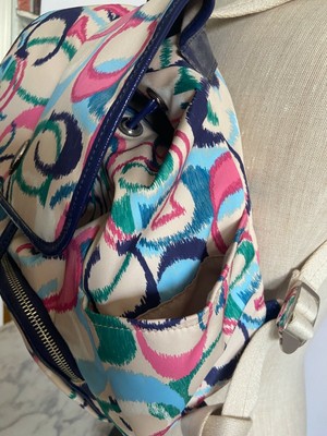 NWOT Authentic Coach IKAT Scribble Multicolor Signature 