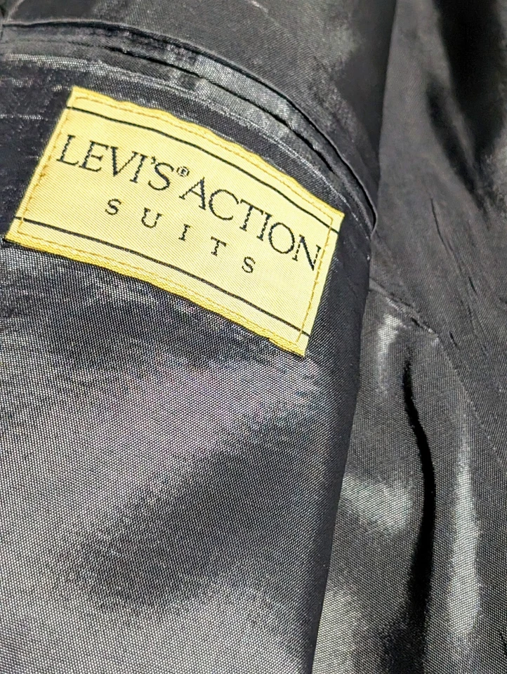 Vintage Levi's Action Suit Blazer Size 40 Light Gray Polyester Jacket Sport Coat - Image 2 of 4