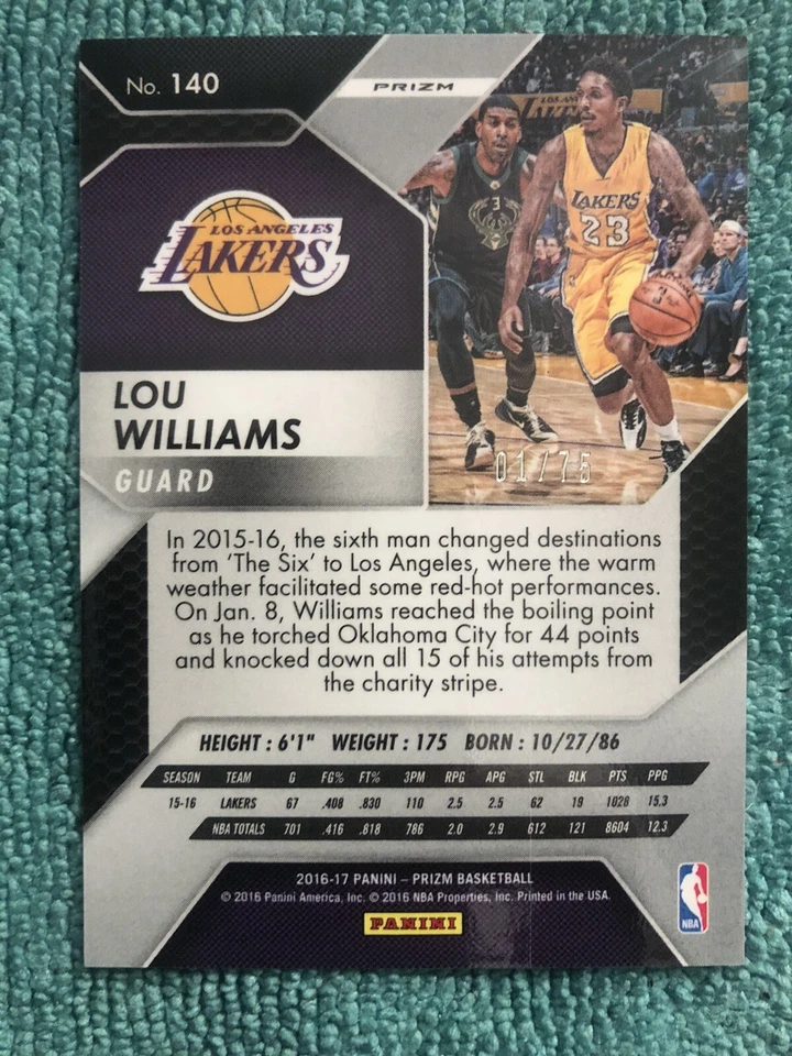 2016-17 Panini Prizm Purple 1/75 Louis Williams  #140 Ebay 1/1 Ebay one of one - Image 2 of 3