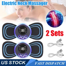 2 Set Electric Neck Back Massager Portable Cervical Massage Patch Stimulator