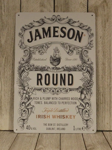 Jameson Irish Whiskey Tin Sign Metal Poster Whisky Bar Irish Pub Vintage Look Ad