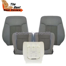 For 2011-2016 Ford F250 Lariat Front Bottom / Top Seat Cover Gray / Driver Foam