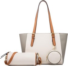 Elegante Borsa da Donna a Mano tracolla 3 pezzi Set Pochette Portafoglio PU Bian