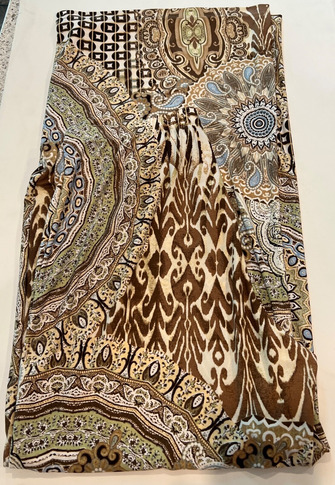 Chicos Palazzo Pants Size 1.5 in Brown Green Blue Pattern