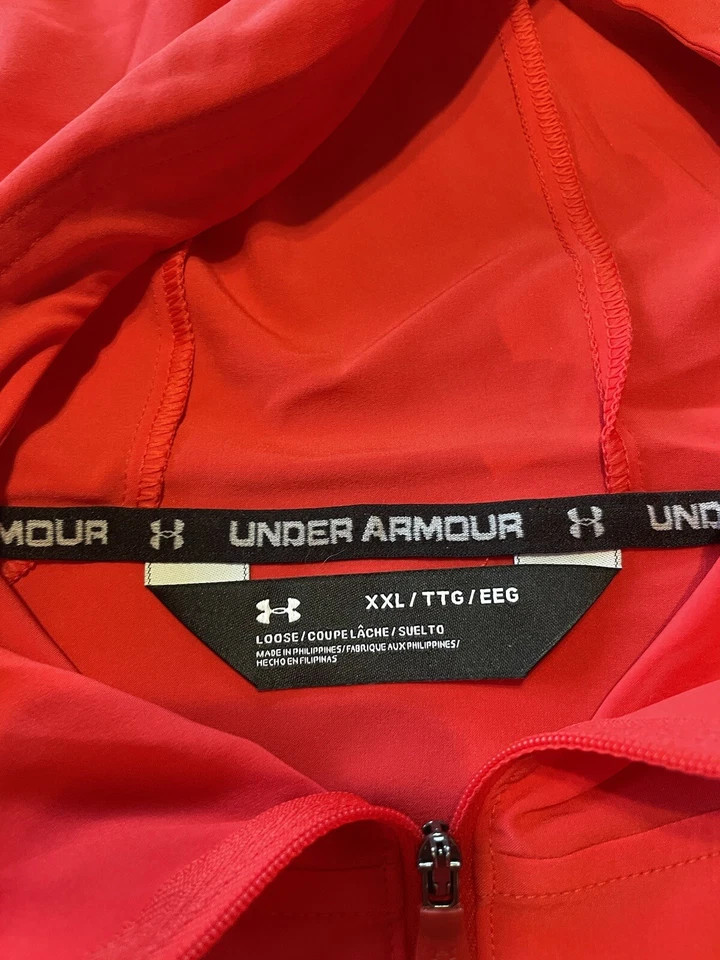 Under Armour Storm Windbreaker Hooded Jacket Loose Fit Full Zip Red XXL Men’s - Image 3 of 4