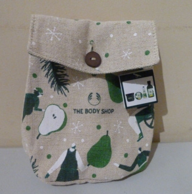 Body Shop Hessische Canvas Kulturbeutel Knopfleiste Neu Mit Etikett