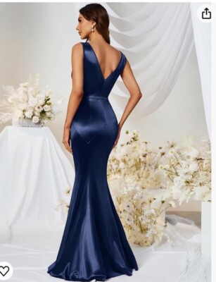 Muxxn Navy Size M Cowl Neck Open Back Party Dress Satin Mermaid Maxi Sleeveless | eBay Muxxn Navy Size M Cowl Neck Open Back Party Dress Satin Mermaid Maxi Sleeveless | eBay