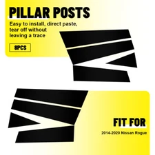 8Pcs For 2014-2020 Nissan Rogue Pillar Posts Cover Door Trim Decal Glossy Black