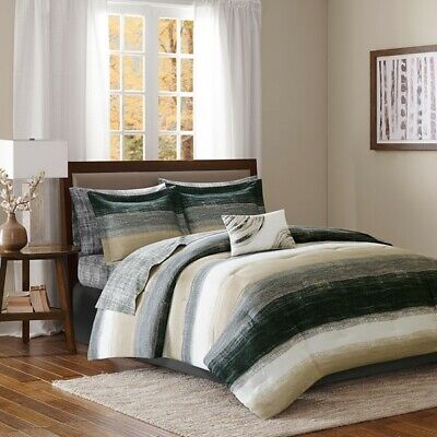 Olive Green Brown White Native, Olive Green King Size Bedding