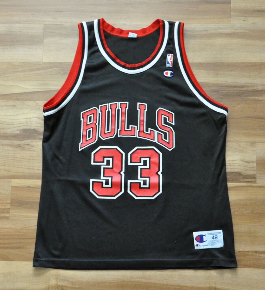 SCOTTIE PIPPEN CHICAGO BULLS Champion BLACK Jersey NBA MEN 48 XL