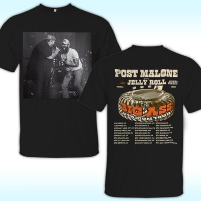 Post Malone Tour 2025, Big Ass Stadium Tour & Jelly Roll Merch for Men, Women