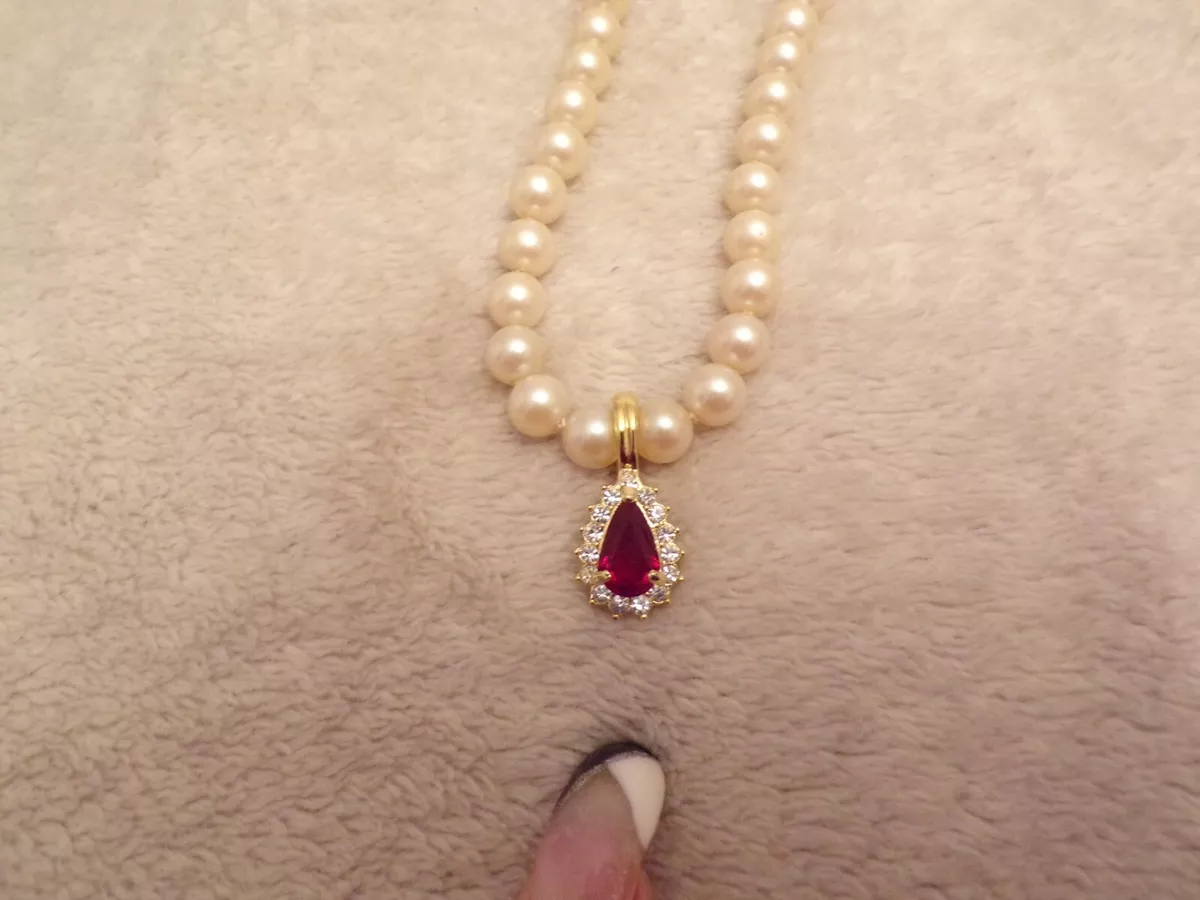 Estate Jewelry Unique Red Pendant to Clip on a Pearl or Beaded