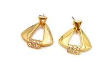 Gold Plated Sterling Silver 925 Cubic Zirconia Dangle Earrings L4