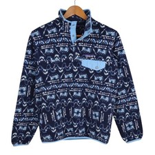 Patagonia Aztec Tribal Synchilla Snap-T Pullover Fleece Jacket Womens XXS Blue