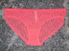 VS Vintage 2014 Floral Lace Logo Trim bikini NEW size Medium Neon Pink
