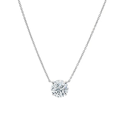 2/3 kt rundes im Labor hergestelltes gewachsenes schwimmendes Diamant-Halskette 14 K Weißgold D/VVS