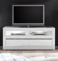 Lowboard Tv-Board Carat 150Cm Weiß Hochglanz Beton Kommode Grifflos Mdf 22680722
