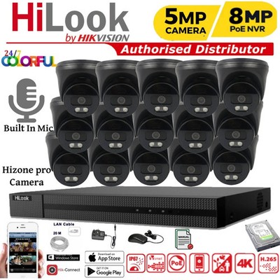 HIKVISION CCTV 8MP 4K NVR 24/7COLORVU IP POE 5MP OUTDOOR AUDIO CAMERA SYSTEM KIT