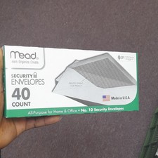 Mead No. 10 Security Envelopes 40 Count Printed Lining for Privacy