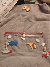 Vintage Wood Baby Crib Mobile Zoo Theme Hand Painted No.809 Original by IRMI