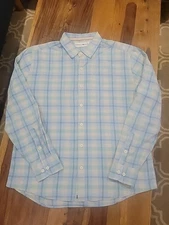 The Normal Brand Mens Twill  Check LS shirt  Large Blue