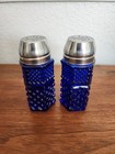 Vintage Cobalt Blue Glass Anchor Hocking Wexford Salt and Pepper Shakers — photo 3
