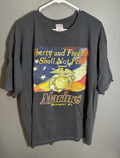 Bayside XL Black Made in USA Marine Corps Semper Fi Graphic Crew T-Shirt