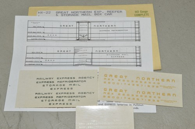 #ad HO scale decals Champ HX 22 Great Northern Ry express mail box reefer car $2.00