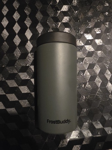 FrostBuddy Insulated Can Cooler Gray Black Metal Plastic Solid