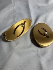 Kotler and Kopit Mirror Powder Gold Tone Compact W/ Pearls. Lipstick& Mirror