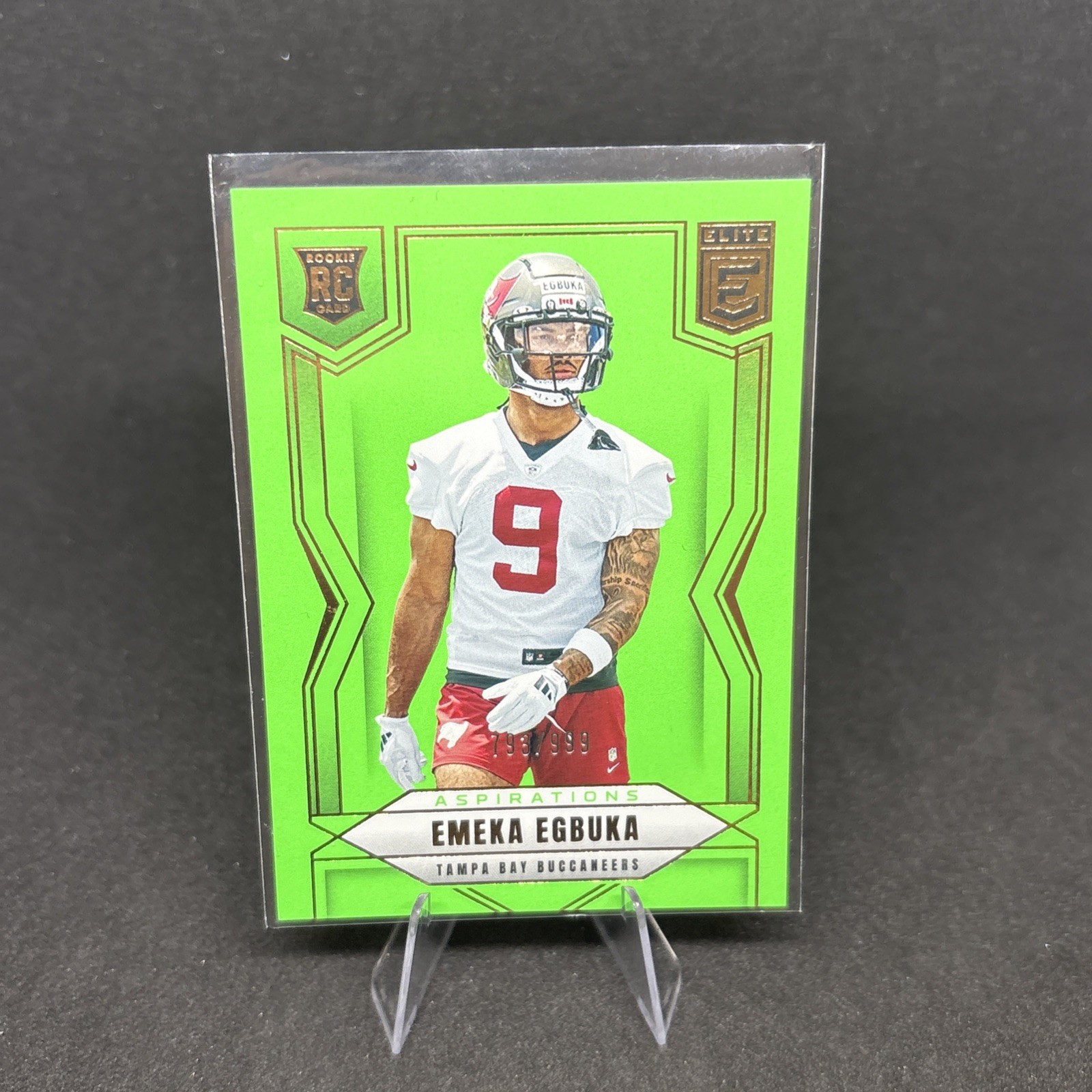 2025 Panini Donruss Elite- Aspirations Lime Green Emeka Egbuka /999 #102 (RC)