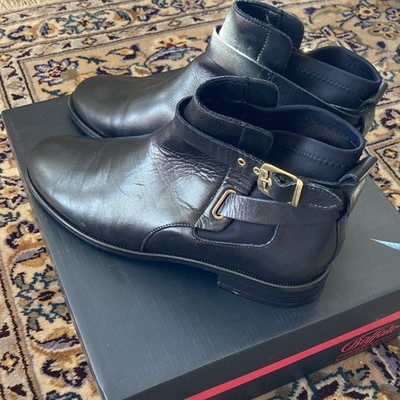 Buffalo Damen Leder-Stiefeletten Schwarz EU 38 mit Schnalle, top Zustand!