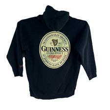 Guinness Extra Stout Pullover Hoodie Adult Size M Black Heavyweight