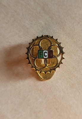 Vintage Emaille FCI Radsportverband Italien Fahrrad Knopfloch Ansteckabzeichen