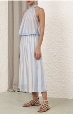 Zimmermann Lucky Contrast Stripe Blue Top Skirt Set Size 0 BNWT