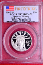 PCGS PR-70 FIRST STRIKE! 2007-W $50 10th ANNIV. PROOF 1/2 OZ PLATINUM EAGLE 2588.00 per troy oz