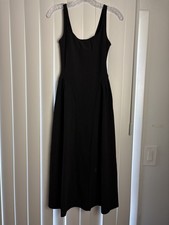 Cider Woven Square Neck Solid Midi Dress XXS Goth Gathered Hips Whimsygoth #31