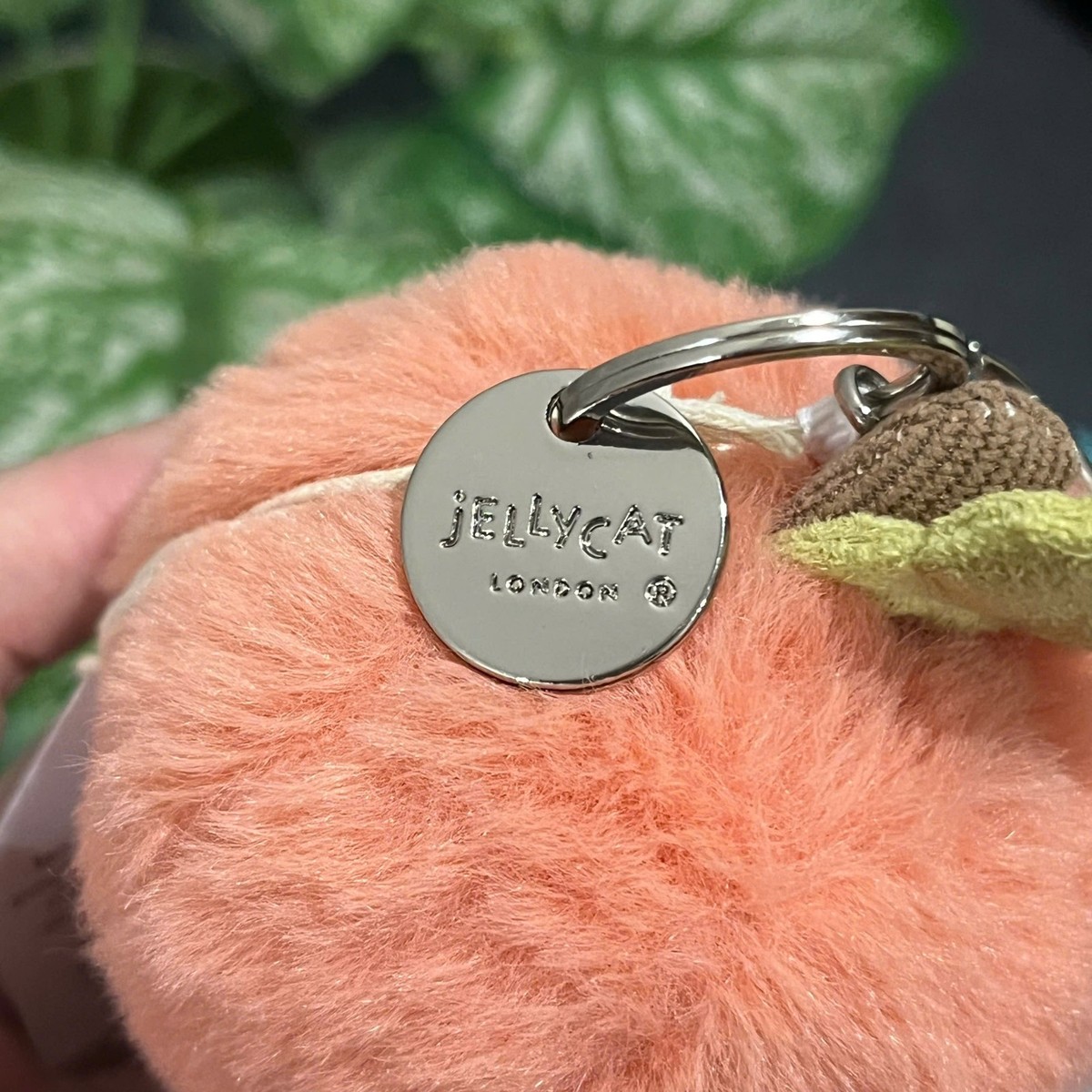 Jellycat Amuseables Fuzzy Peach Plush Keychain – Cute Soft Bag