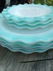 1940's Hazel Atlas Milk glass Dinner Plates Set Of 5 And Dessert Plates Set...